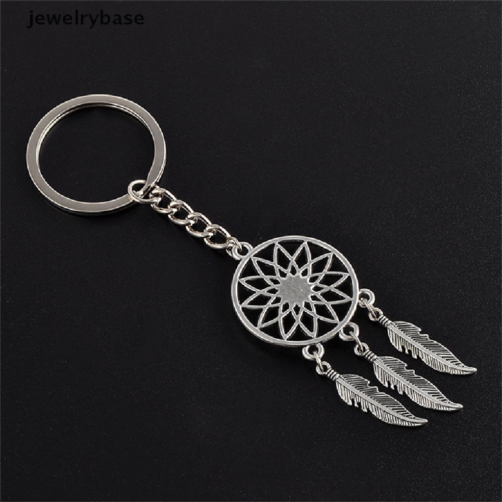 Gantungan Kunci Desain Dream Catcher Bahan Metal Warna Silver