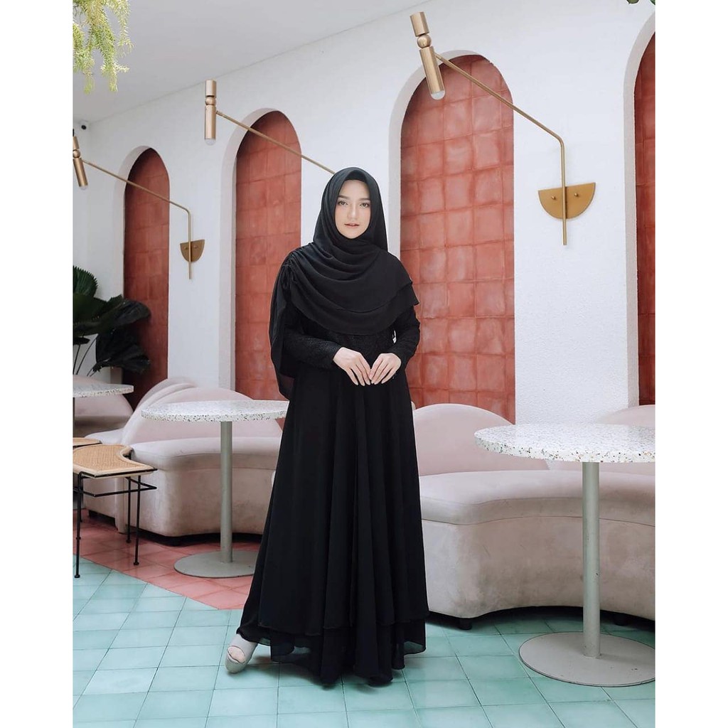JUAL - Kinara Syari + Khimar Ceruty Full Puring Size M L XL Gamis Wanita Muslim Store Gamis Murah