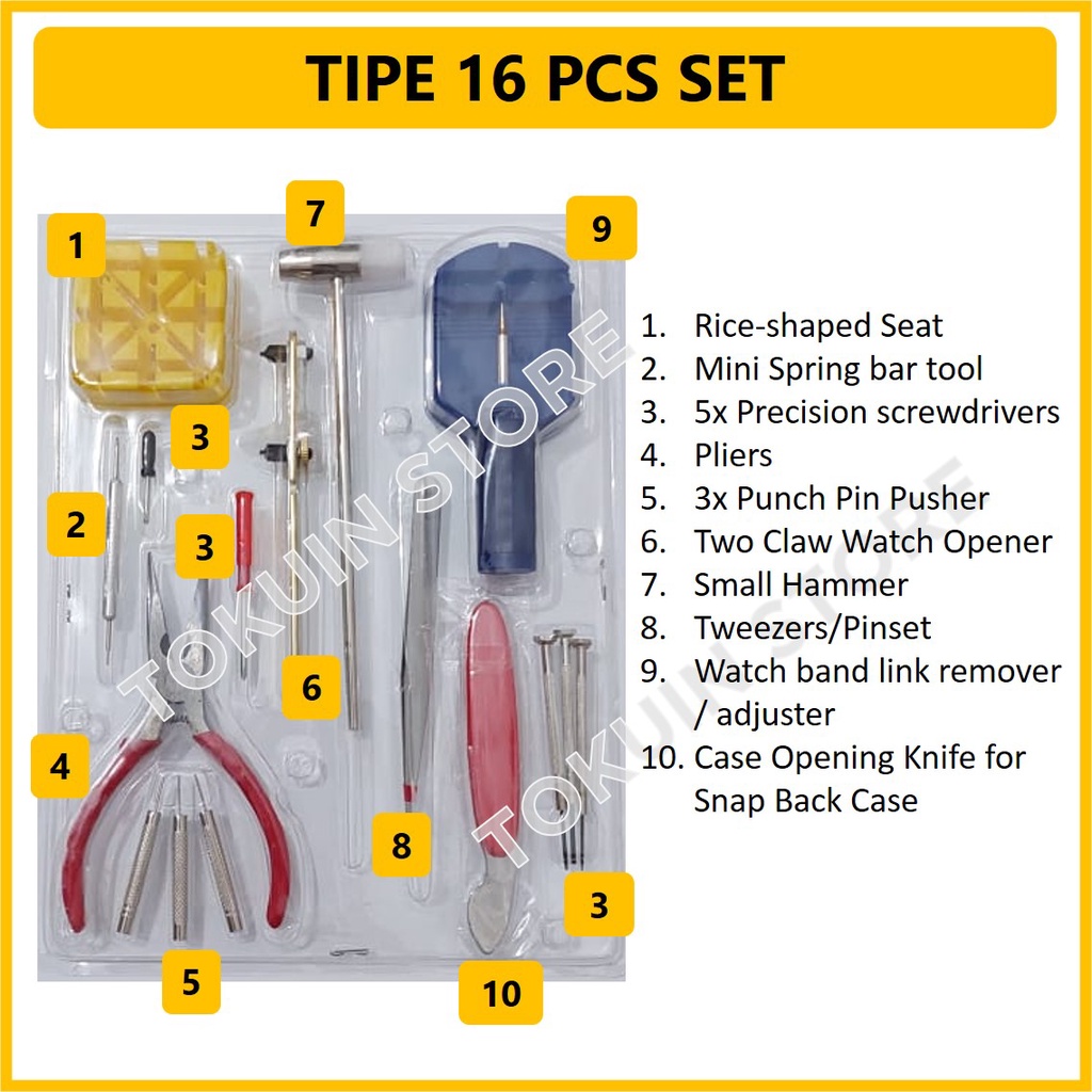 Alat Service Servis Reparasi Jam Tangan Arloji Watch Repair Tool Kit Pembuka Jam Tangan