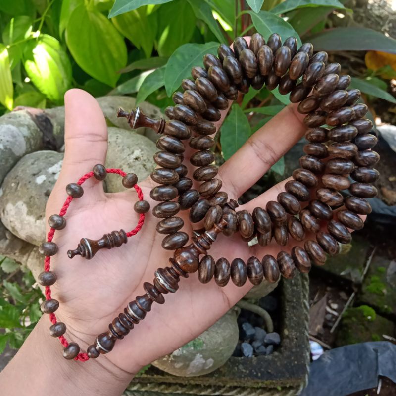 Tasbih Kayu Kalimasada Asli Motif Pipih Kualitas Tasbih Antik., Tasbih Muslim 99 Butir