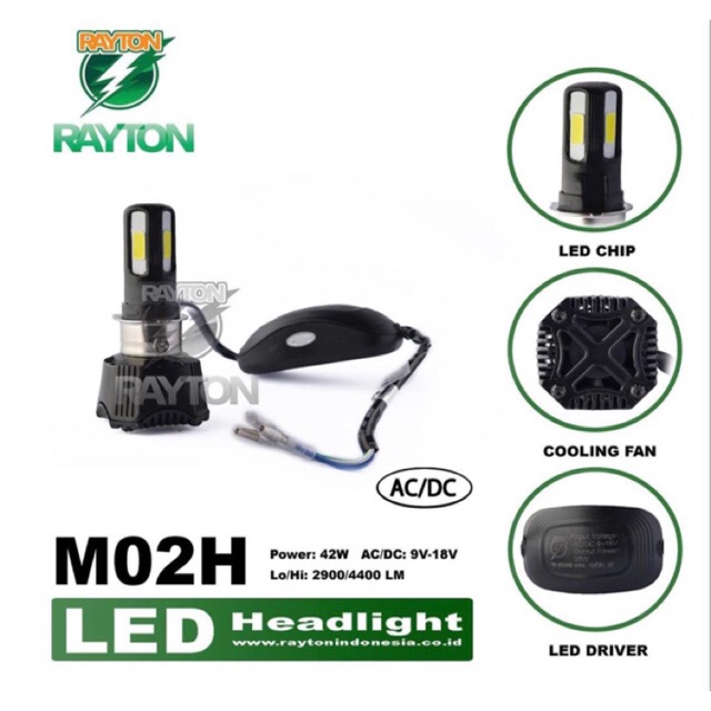 lampu led motor led headlamp lampu utama bohlam motor RTD M02H original AC-DC