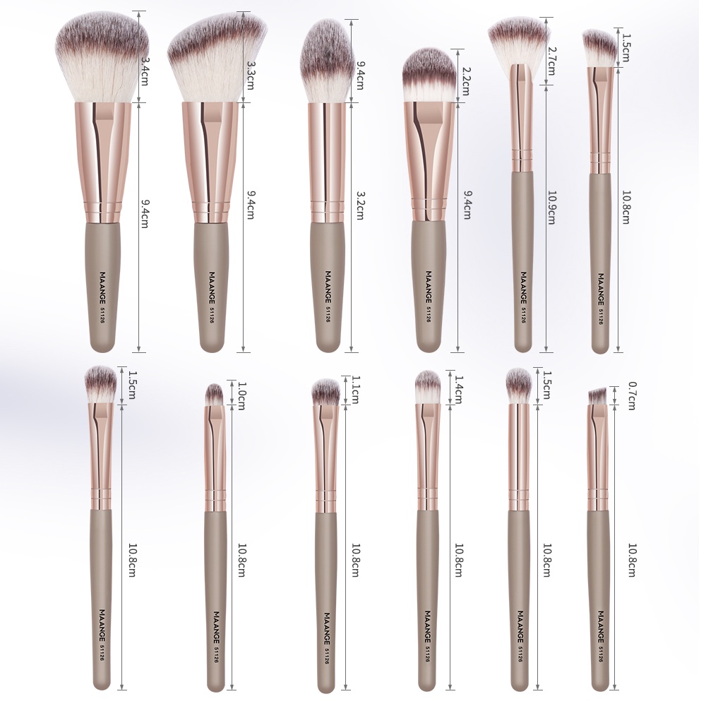 MAANGE 12Pcs Makeup Brushes Beginner Makeup Brush Set High Quality Super Soft Fluffy Nylon Brush