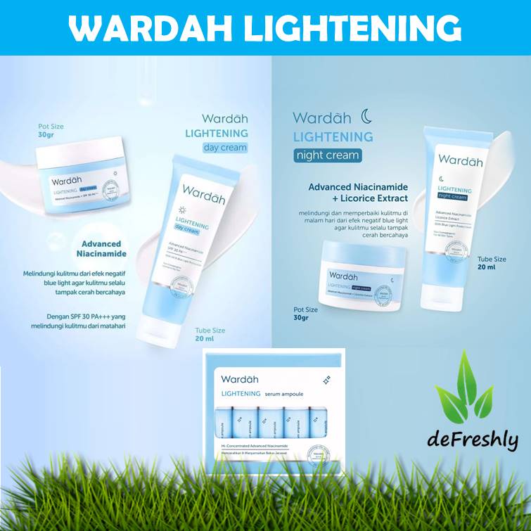 ❤ defreshly ❤ Wardah Lightening Series - Day / Night Cream Niacinamide | Serum Ampoule | Cleansing Milk | Micellar Wash | Gentle Exfoliator | Whip Foam