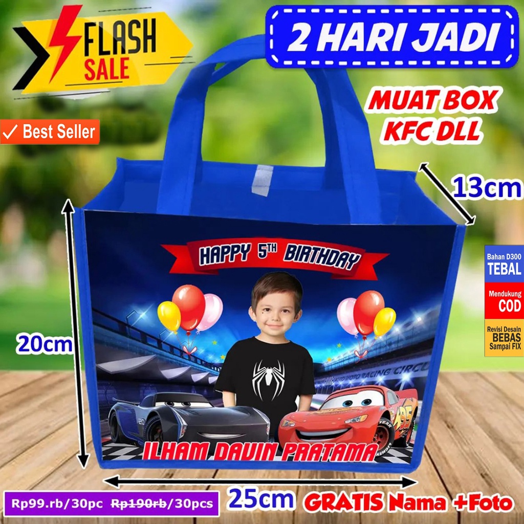 

Tas Ultah Anak / Tas Goodiebag Spunbond / Gratis Desain Banner MMT Custom Warna Suka Suka