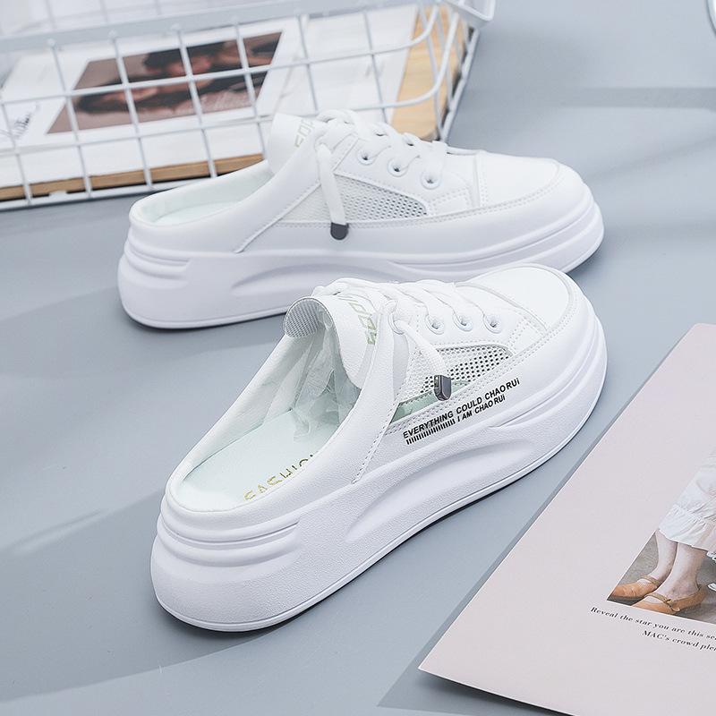 KZT-SW311 Sepatu Selop Wanita Impor Sepatu Sneakers Nyaman Impor-Putih Hijau