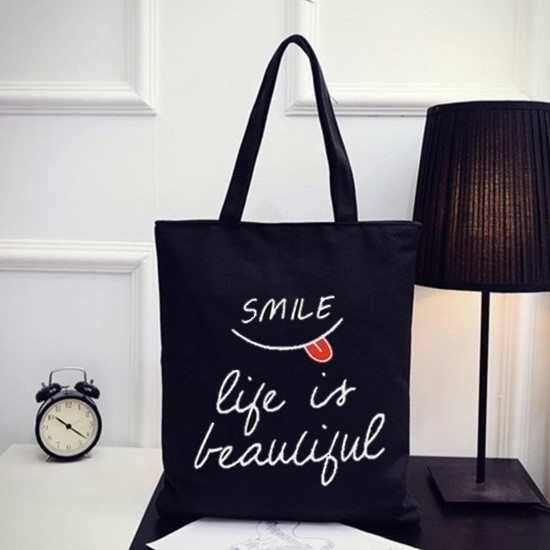 GaleryBag Totebag - Tas Tote Bag Wanita Motif Carakter Smilie Tas Selempang Wanita Korean Lucu