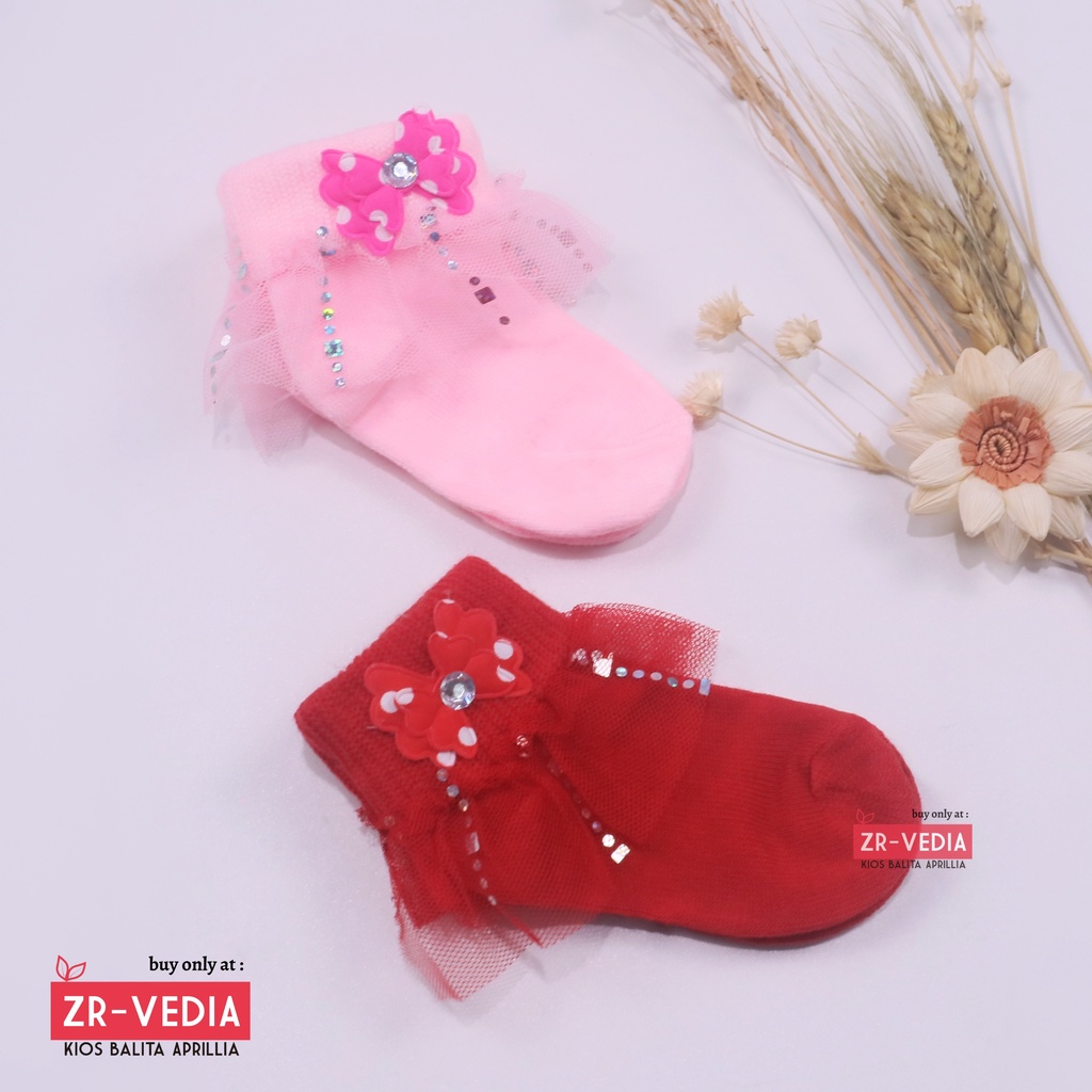 (IMPORT) Kaos Kaki Baby New Born 0-12 Bulan Pita Renda / Rajut Halus Kids Socks Bayi Perempuan Polos
