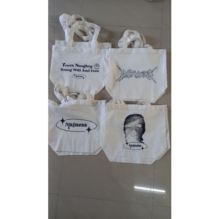 Custom Tote bag Kanvas Blacu Custom 1 hari  jadi landscape Satuan fullcolour