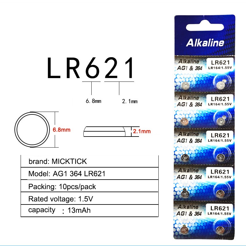 Baterai Batere Jam Tangan Thermometer Kancing Button Cell AG1 LR621 364A SR621W LR60