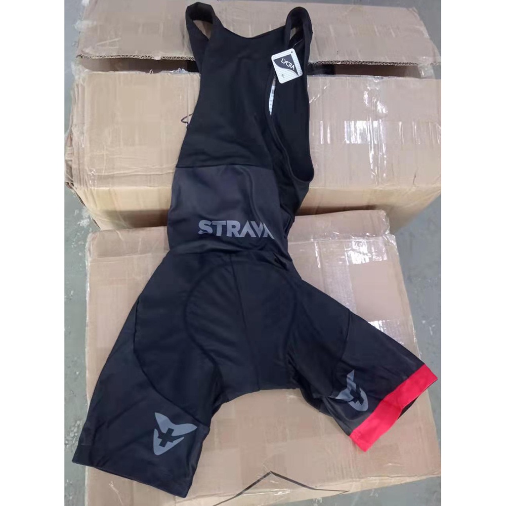 STRAVA Set Pakaian Olahraga Sepeda Pria Cycling Breathable Jersey Gel Padded Size XL/L/M - Black