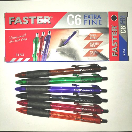 PULPEN FASTER C6 (12 pcs) - PULPEN HITAM