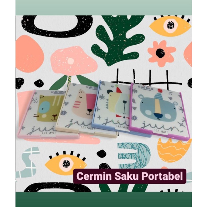 Cermin Saku Lipat Persegi 6.5cm x 7.5cm Kaca Rias Makup Portable Travel Compact Mirror