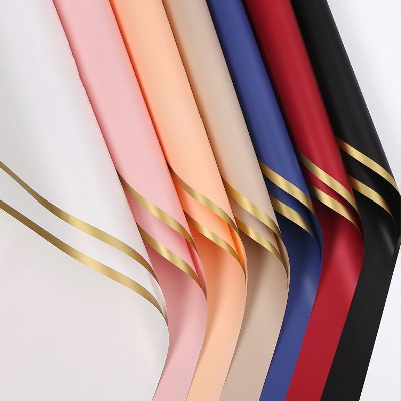 

5 lembar HANYA 1 WARNA, Kertas buket solid gold frame kertas cellophane buket bunga / WAJIB ORDER SELONGSONG