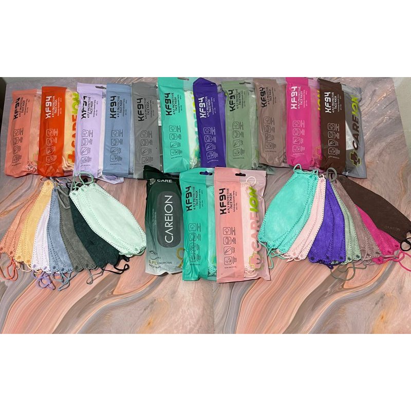 Masker Kf94 4 Ply Careion Warna 10pcs / Kf94 Warna