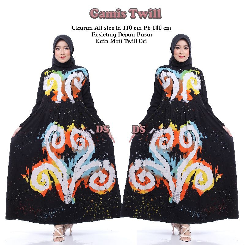 Spesial Promo Gamis Twil Ory Abstrak / Gamis Twil Terlaris dan Terbaru /Bisa COD