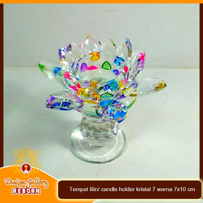 Tempat lilin/ candle holder kristal 7 warna 7x10 cm