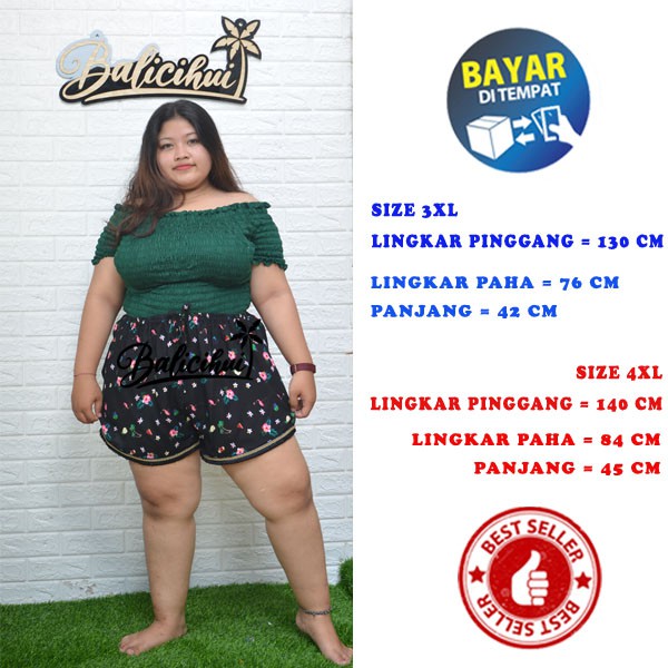 Balicihui Celana Pendek Rumbai Jumbo Celana Pendek Wanita Celana Kasual Plus Size Big Size