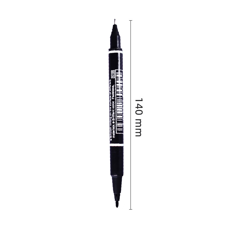 0.6mm/1.2mm Black Ink Double Head Marker Student Oily Ink Hook Line Pen