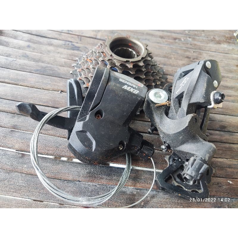 REAR DERAILLEUR RD MX 8 SPEED GS MEDIUM CAGE + SHIFTER KANAN SENSAH 8 SPEED