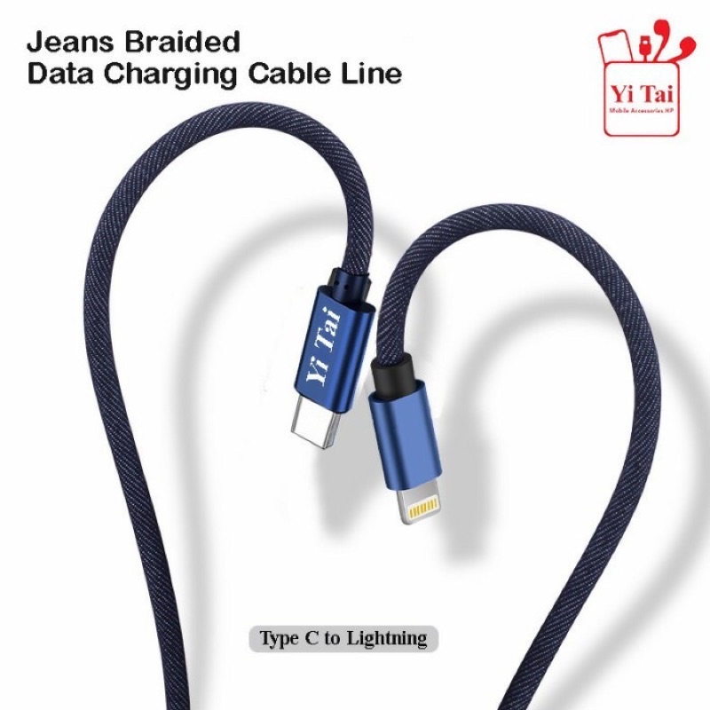 KABEL DATA YI TAI KABEL DATA DENIM TYPE C TO LIGHTNING-BENUA DUNIA