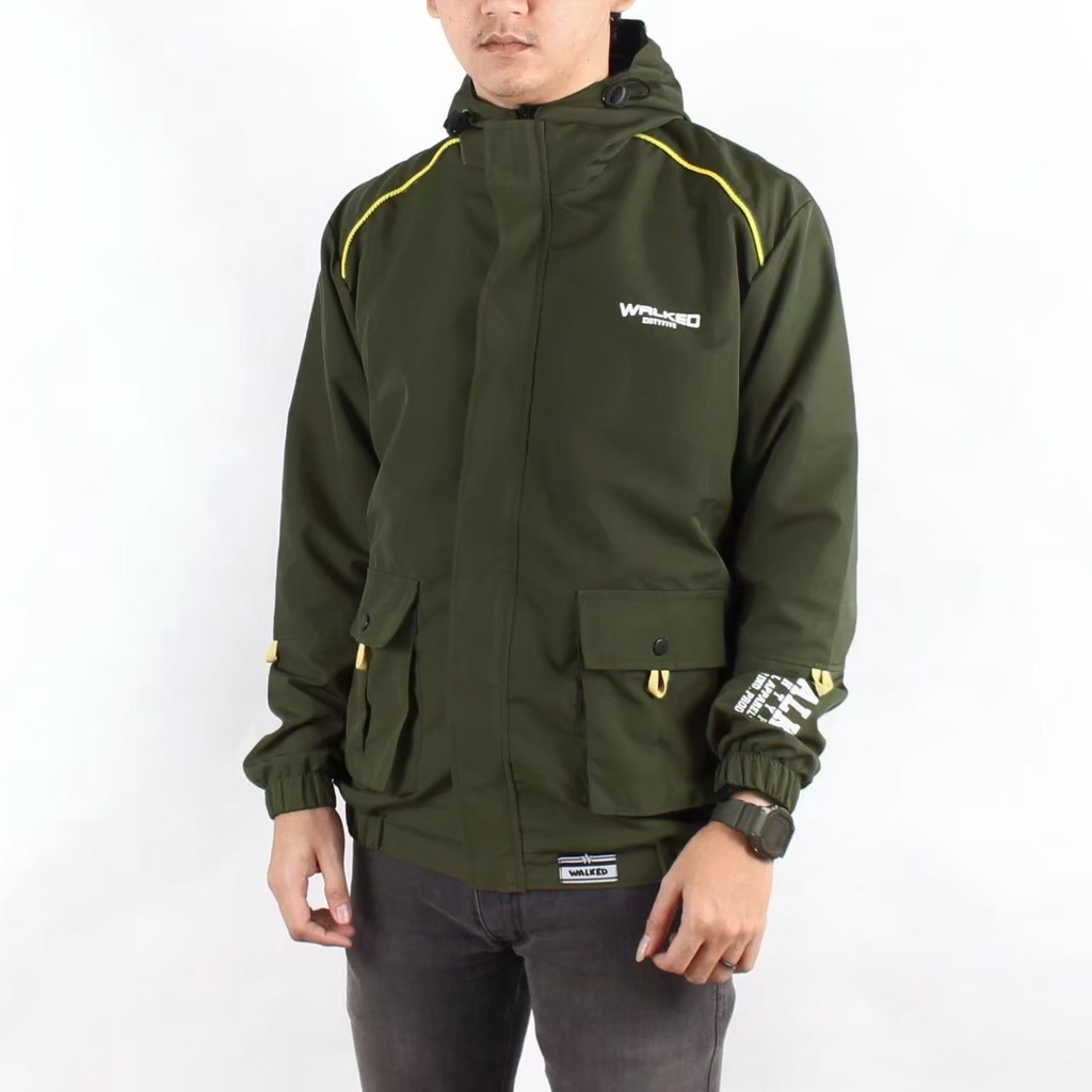 Jaket Outdoor Waterfroop Pria Taslan Hoodie Size M,L,XL