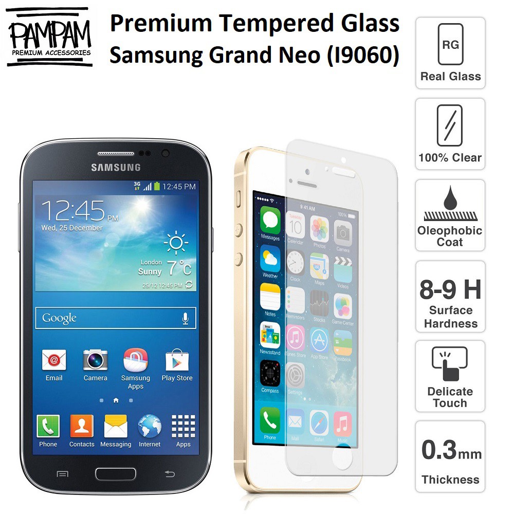 Premium Tempered Glass Samsung Galaxy Grand Neo I9060 9H HP Anti Gores Layar Screen Guard Protector