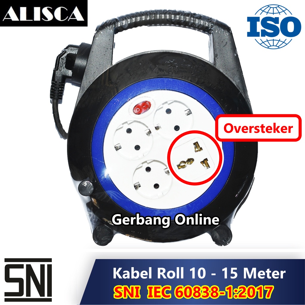 Kabel Roll 15 Meter 10 Meter 15 M 10 M ALISCA Stop Kontak Stopkontak Kabelroll Over Steker