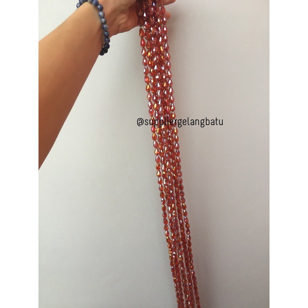 kristal Tetes ceko 15mm x 10mm RED MERAH bahan gelang kalung PREMIUM grosir craft aksesoris supplier