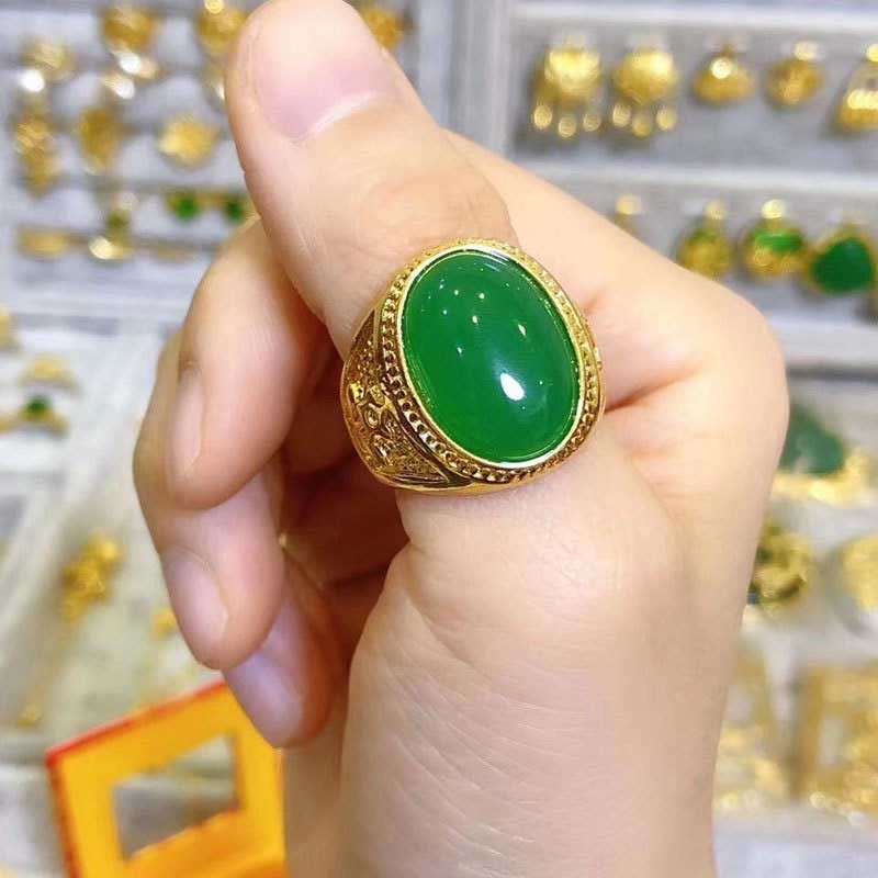 3 Warna Batu Permata Cincin Pria Kristal Titanium Emas Fashion Perhiasan Aksesoris Ruby Emerald