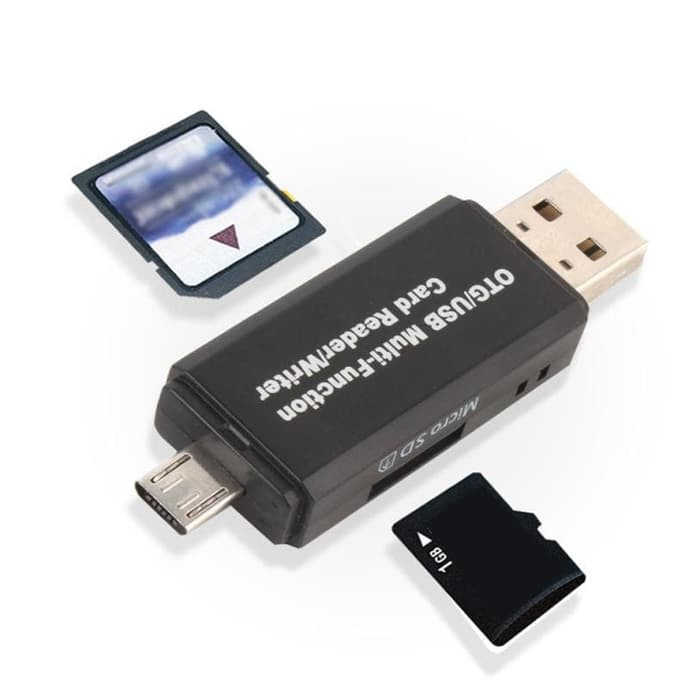 2 in 1 OTG Card Reader SD/TF Card Micro USB 2.0 - USB30HS - Black