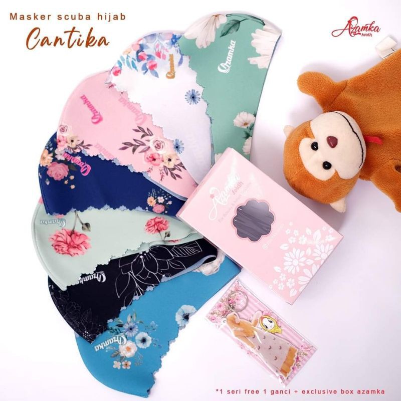 CANTIKA MASKER AZAMKA FAIDH HIJAB SCUBA LASER MOTIF BUNGA BEST SELLER