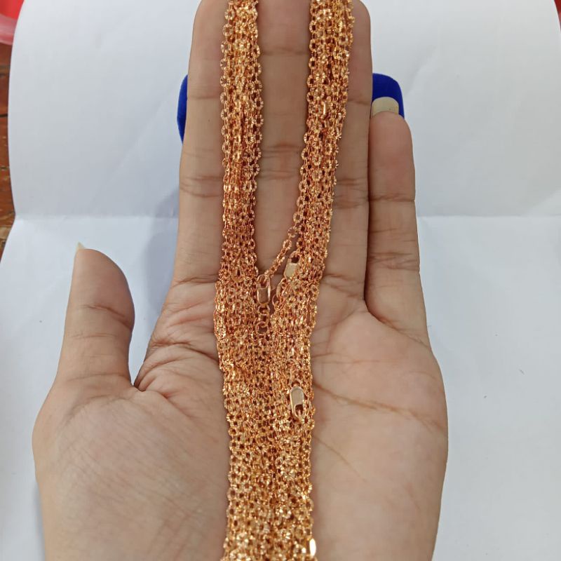 Kalung Holo Ukir, Perak 925, Sepuh Emas Rosegold