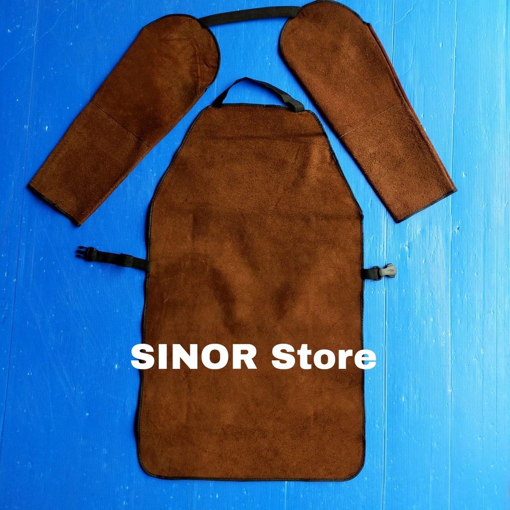 Apron Las LENGAN Kulit Sapi Warna Cokelat