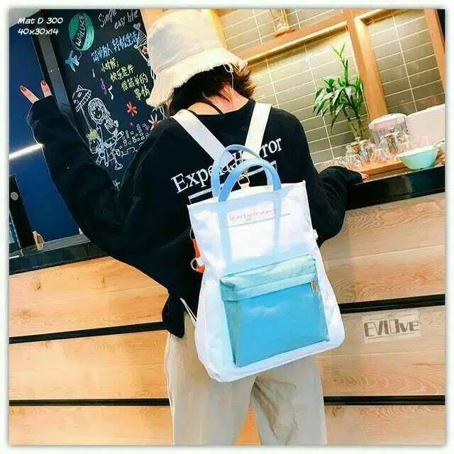 Backpack Tas Ransel Backpack 2in1 / tas selempang 2in1 warna putih biru