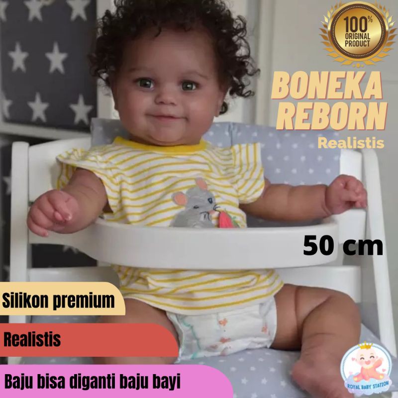 Boneka Bayi Reborn Realistis Afrika Kulit Hitam Lucu Original 50 cm