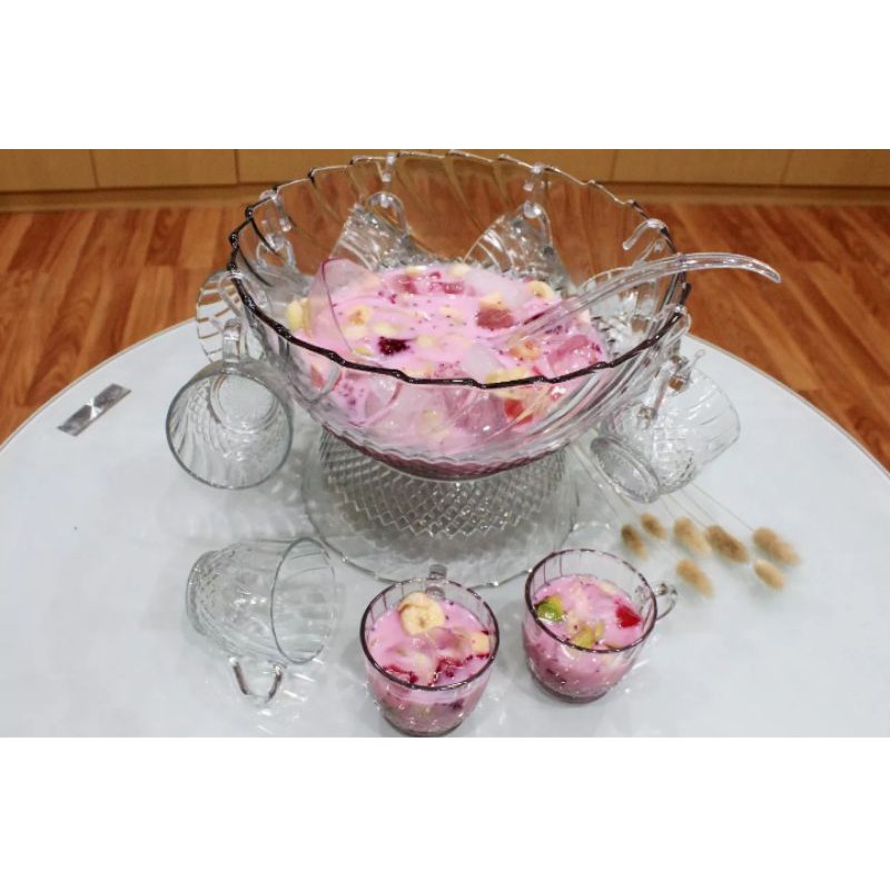 Mangkok Es Buah Cocktail Set Punch Set Kaca