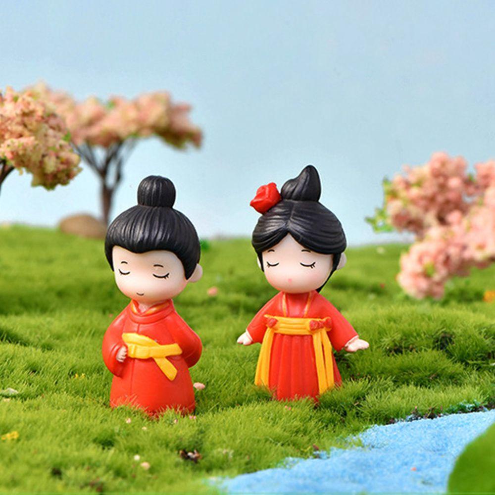 Kostum Agustina Model Kekasih Lucu Gaya Cina Kuno Patung Gambar Pemandangan Mikro DIY Kerajinan Rumah Boneka Miniatur Dekorasi