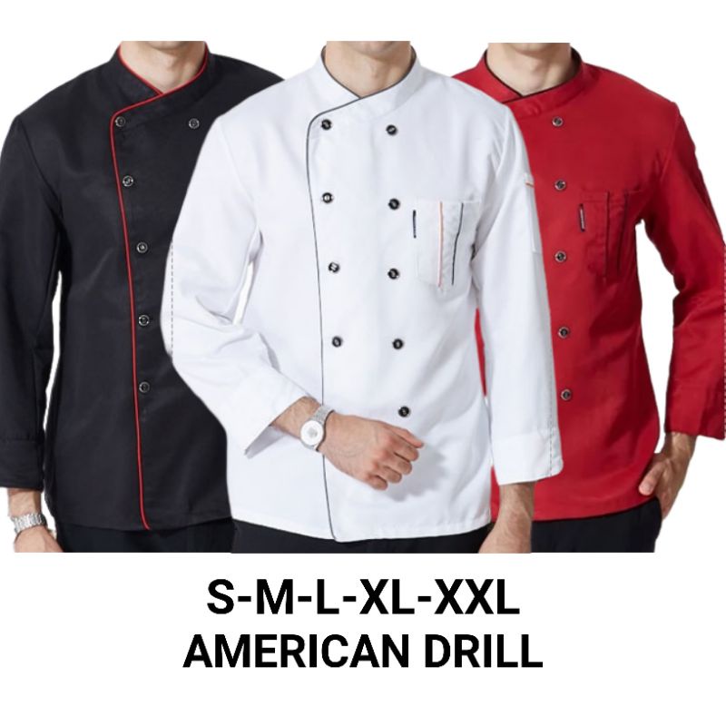 Kitchen.Official Baju Kameja Jacket Koki Chef Lengan Panjang Unisex Pria Wanita