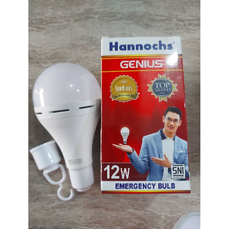 Lampu LED Emergency AC/DC Hannochs Genius 12 Watt - Cahaya Putih