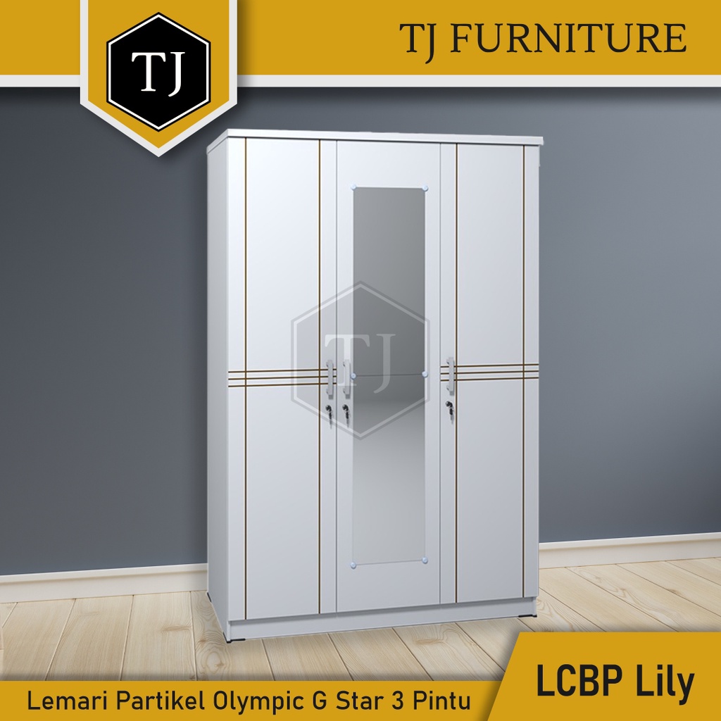 Olympic Lemari Kayu Tiga Pintu / Lemari Pakaian Tiga Pintu / LCBP Lily