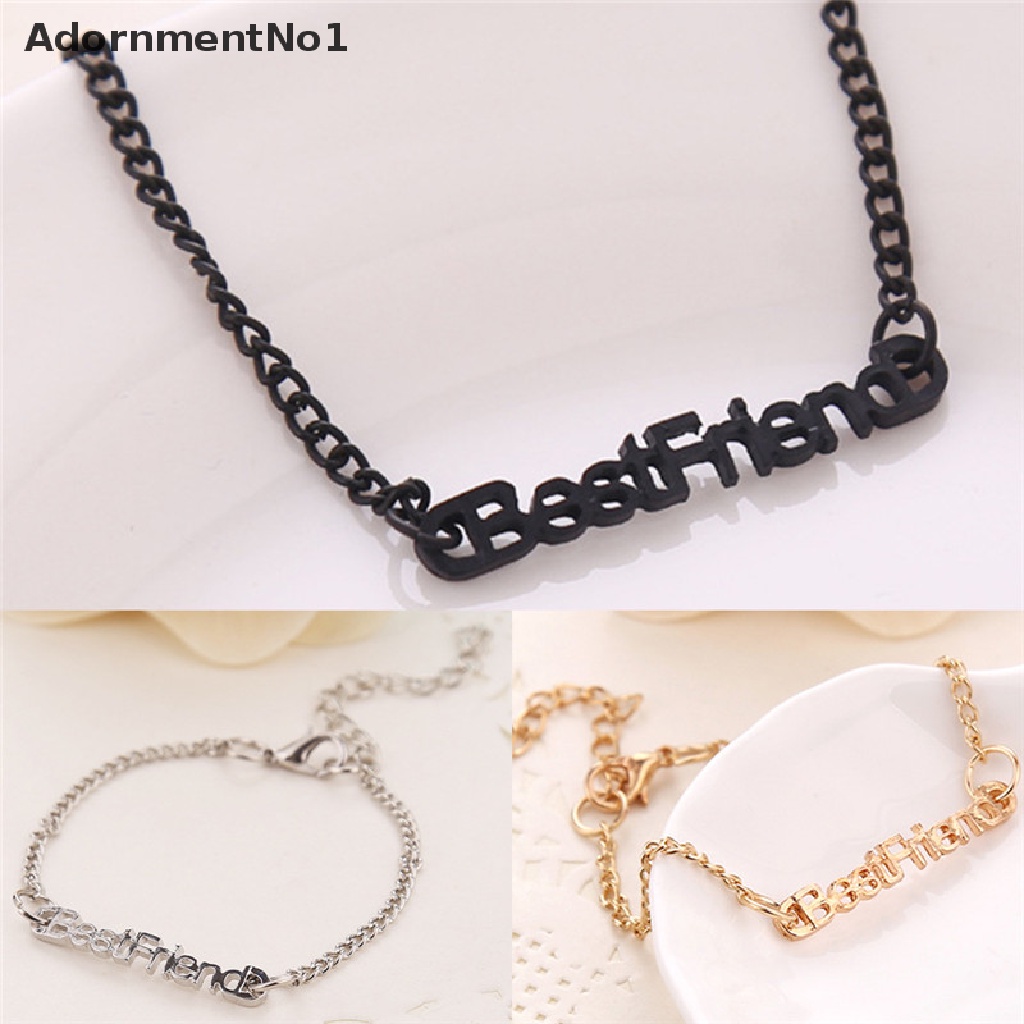 (AdornmentNo1) Gelang Tangan / Kaki Rantai Motif Tulisan Best Friend Untuk Perhiasan Wanita / Hadiah