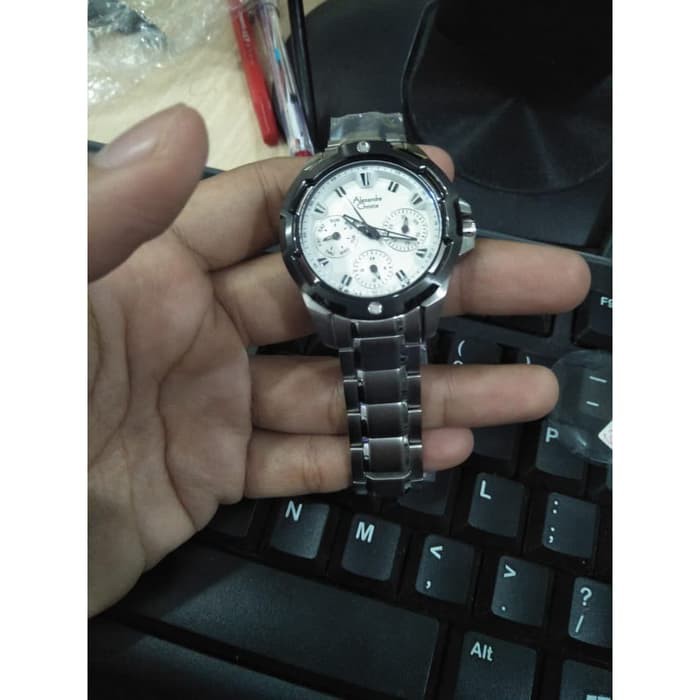 JAM TANGAN WANITA ALEXANDRE CHRISTIE AC 6305 SILVER RING BLACK ORIGINAL GARANSI RESMI 1 TAHUN