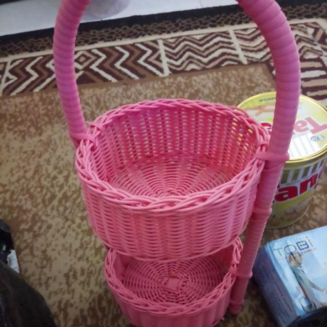 Keranjang Bawang Rotan Sintetis 2 Susun