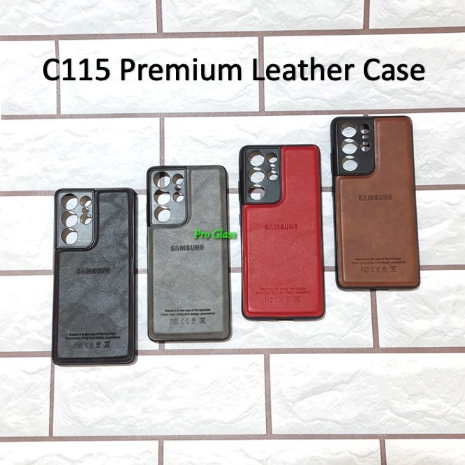 C115 Samsung S21 / S21 PLUS / S21 ULTRA Premium Leather Silicone Case Casing Kulit