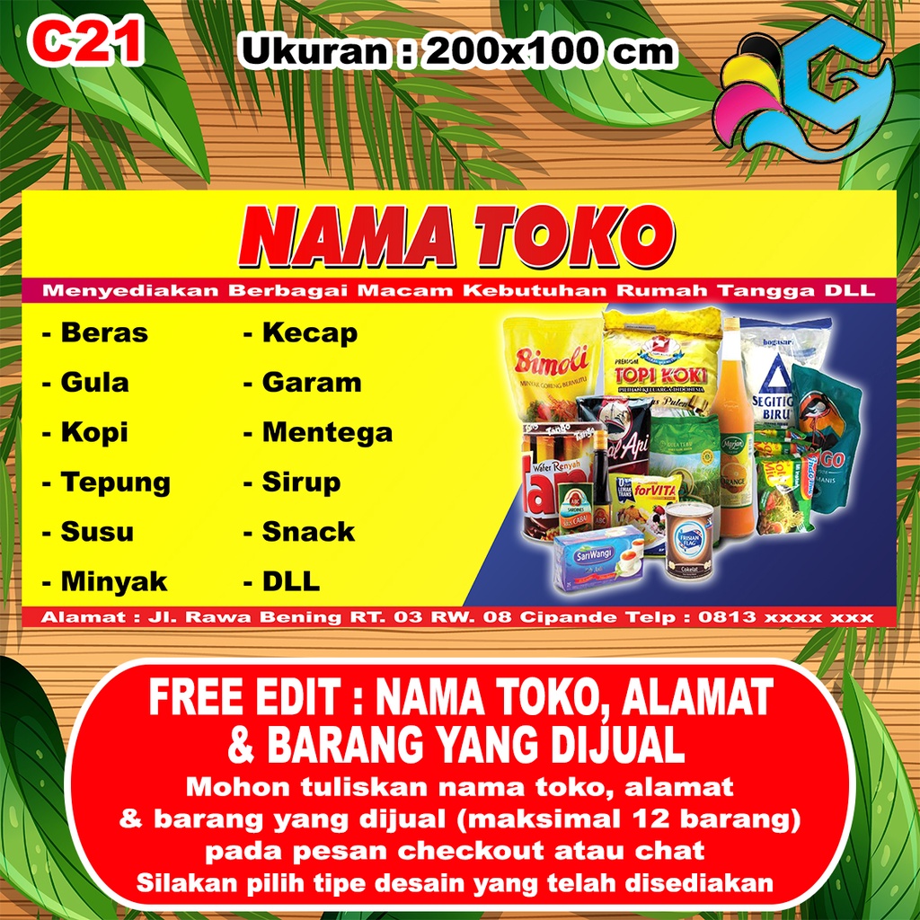 promo banner spanduk toko sembako 200x100cm murah