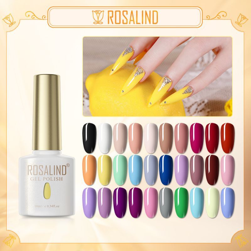 ROSALIND Gel Nail Polish 10 ml Botol Kaca UV LED / Kutek / Cat Kuku/ Kutek Gel/  Kutek UV LED/ Kutek Nail Arts Murah Bagus