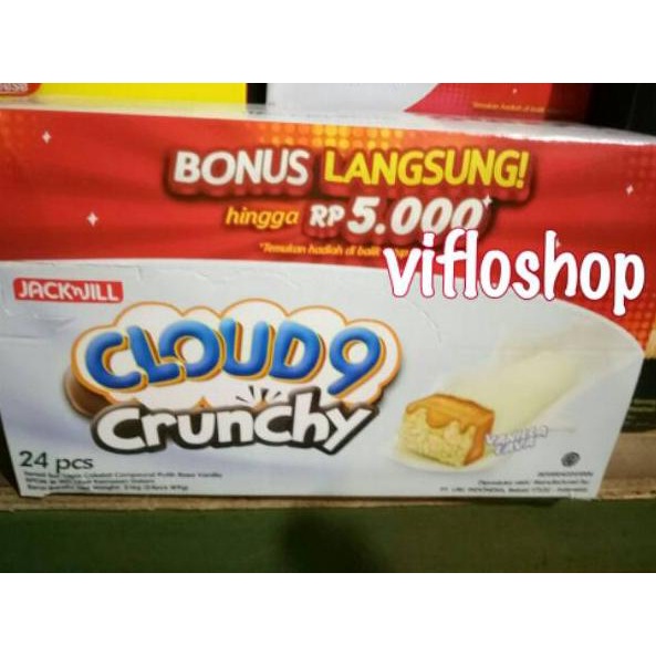 

yikx Coklat Jack n Jill Cloud 9 / Cloud9 Crunchy Vanila & Chocolate Kemasan Box (24 x 9 gram) ❧ 21