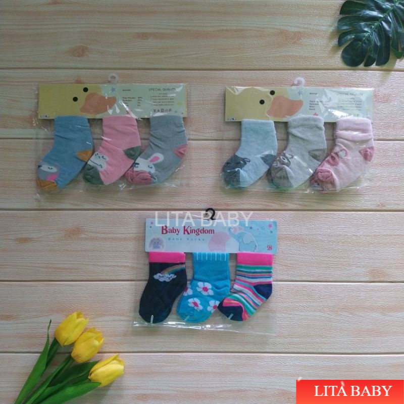 Kaos Kaki Bayi Usia 0-6 Bulan Laki-laki / Kaos Kaki Bayi Perempuan motif Lucu