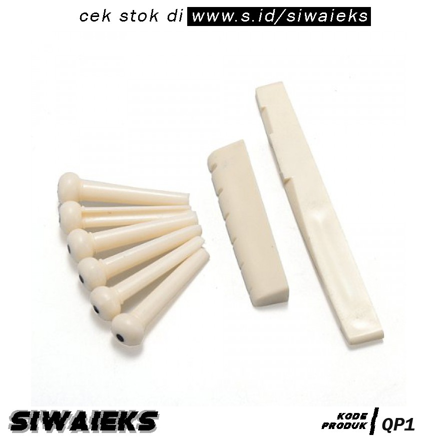 Grab Medan QP1 Bridge Pins + Saddle Senar Gitar Akustik - A009 - Beige