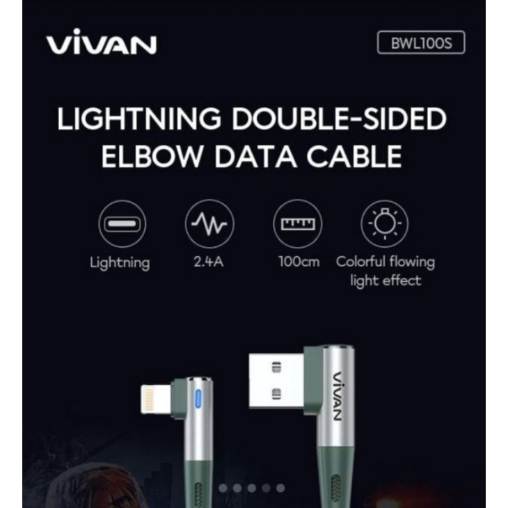 Vivan Kabel Data BWL100S Cabel Data Lightning For IPhone 1M 2.4A Garansi Original Resmi